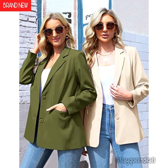 Oversized Blazer Long Sleeve Lapel Work Office Casual Fit Soft Fabric - Picture 5 of 8